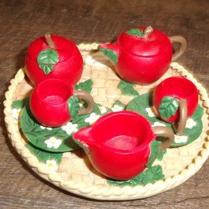 Miniature tea set Afternoon Tea apples dollhouse